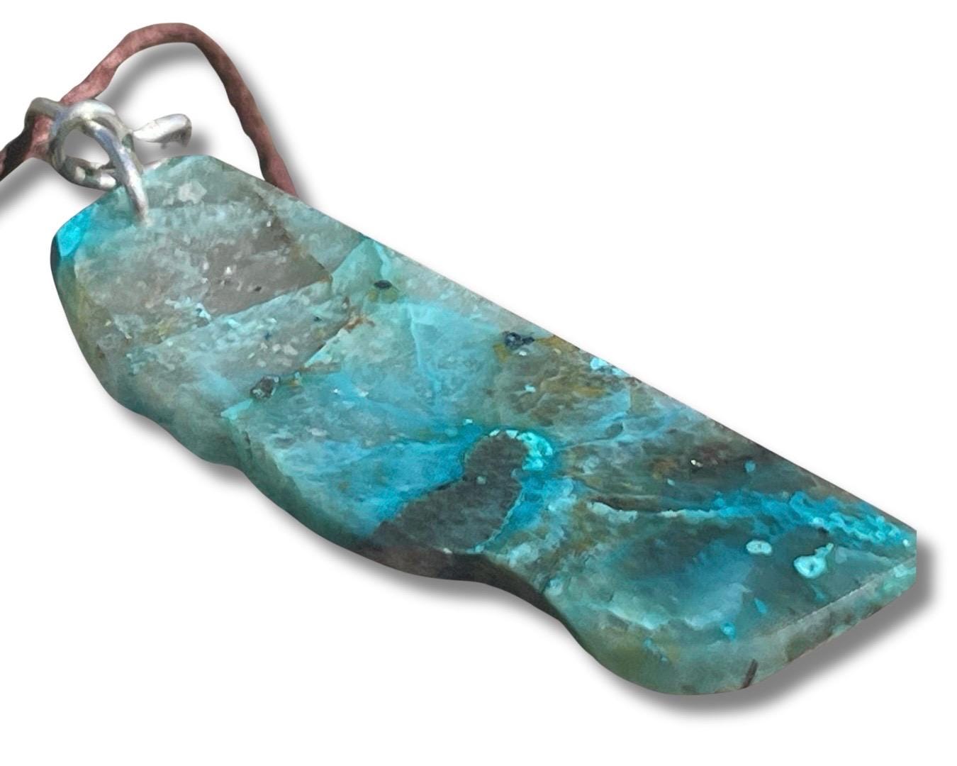 Chrysocolla Malachite necklace, ethical jewellery, bohemian necklace, unusual jewellery, malachite pendant, blue gemstone necklace