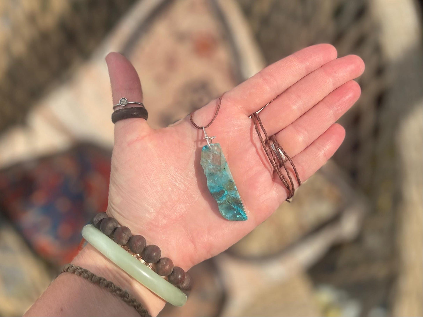 Chrysocolla Malachite necklace, ethical jewellery, bohemian necklace, unusual jewellery, malachite pendant, blue gemstone necklace