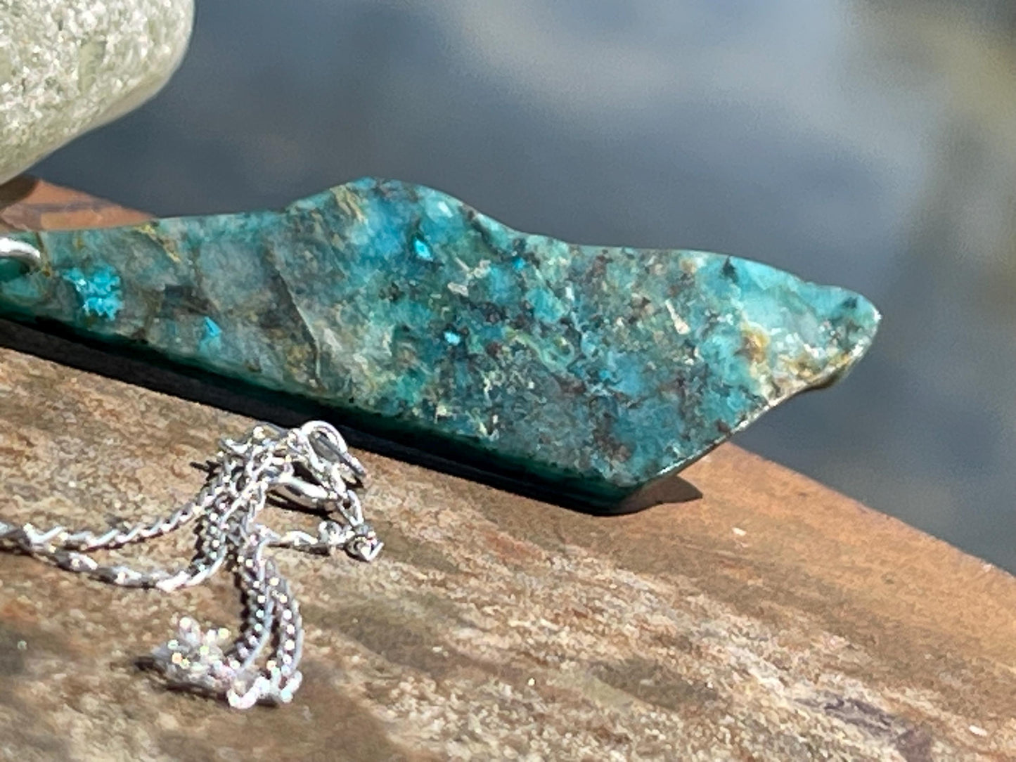 Chrysocolla Malachite necklace, ethical jewellery, bohemian necklace, unusual jewellery, malachite pendant, blue gemstone necklace