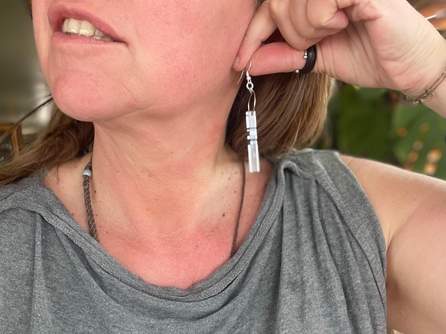 Quartz earrings on recycled sterling silver. Unusual gemstone earrings, quartz jewellery, boho earrings, handmade ethical jewellery