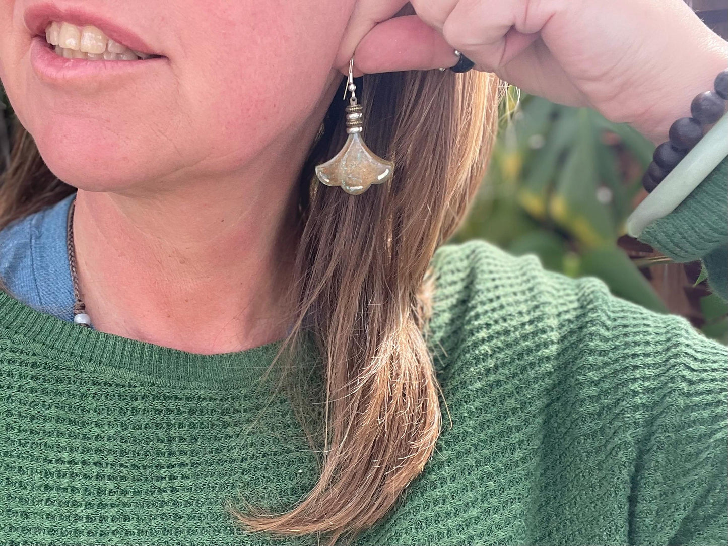 Handmade patina earrings. Rustic earrings, unusual earrings, unusual gift for her, blue earrings, boho earrings, large statement earrings.