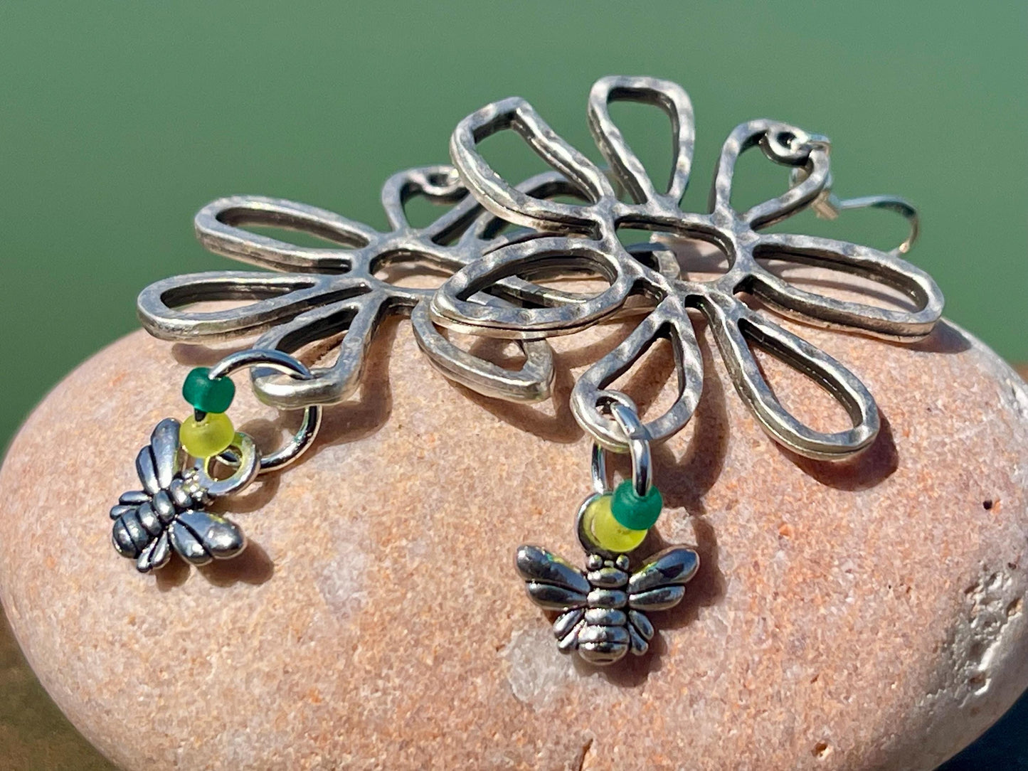 Recycled silver bee earrings, bee jewellery, gift for gardener, Gift for her, unusual earrings, ethical jewellery, boho handmade earrings