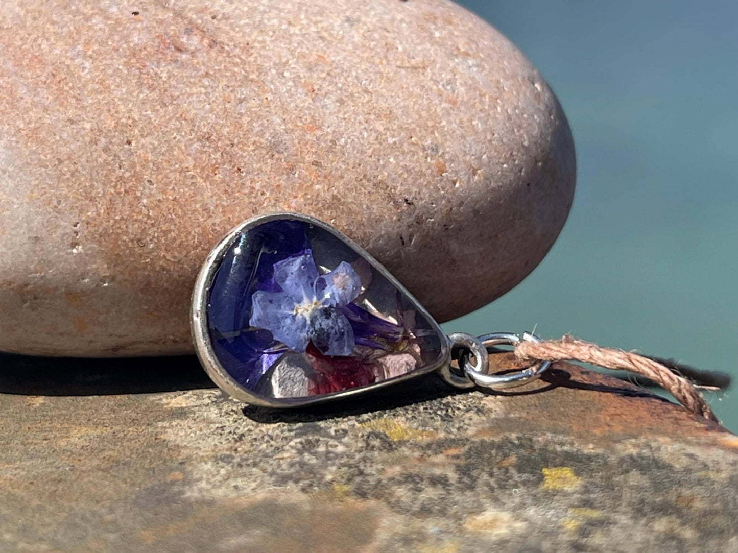 Flower necklace, ethical jewellery, violet necklace, handmade necklace, boho jewellery, Unusual gift for her, flower pendant, unique gifts.