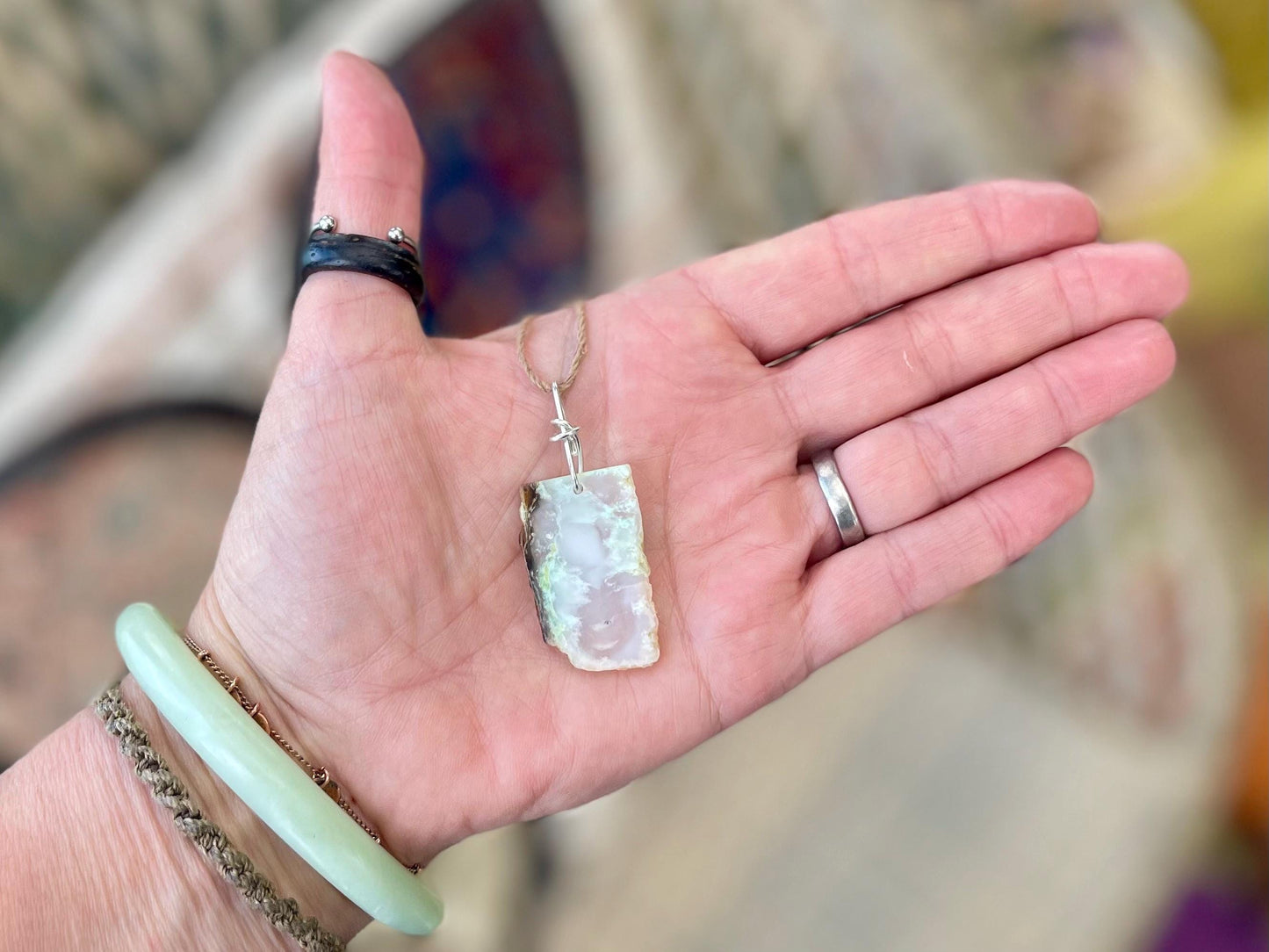 Chrysocolla gemstone necklace on recycled sterling silver. Ethical jewellery, green gemstone. Stunning unique jewellery. Unique gifts