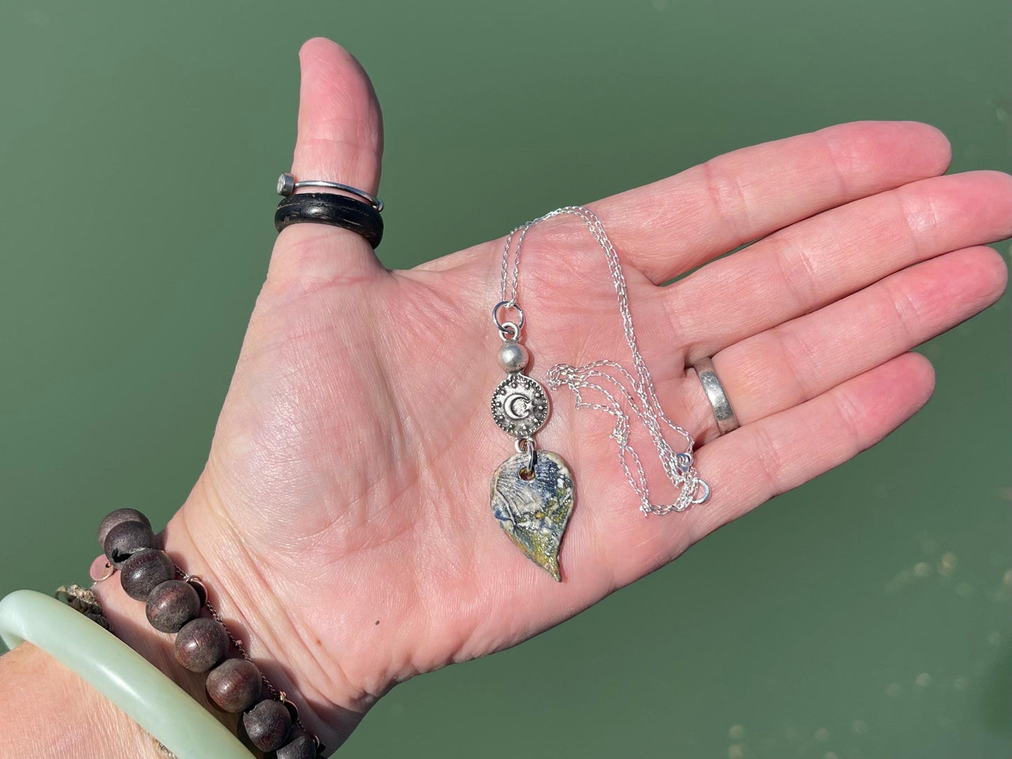 Handcrafted Boho Blue Butterfly Necklace - Unique Ethical Ceramic Jewelry. Unusual blue necklace, butterfly necklace, unique pendant