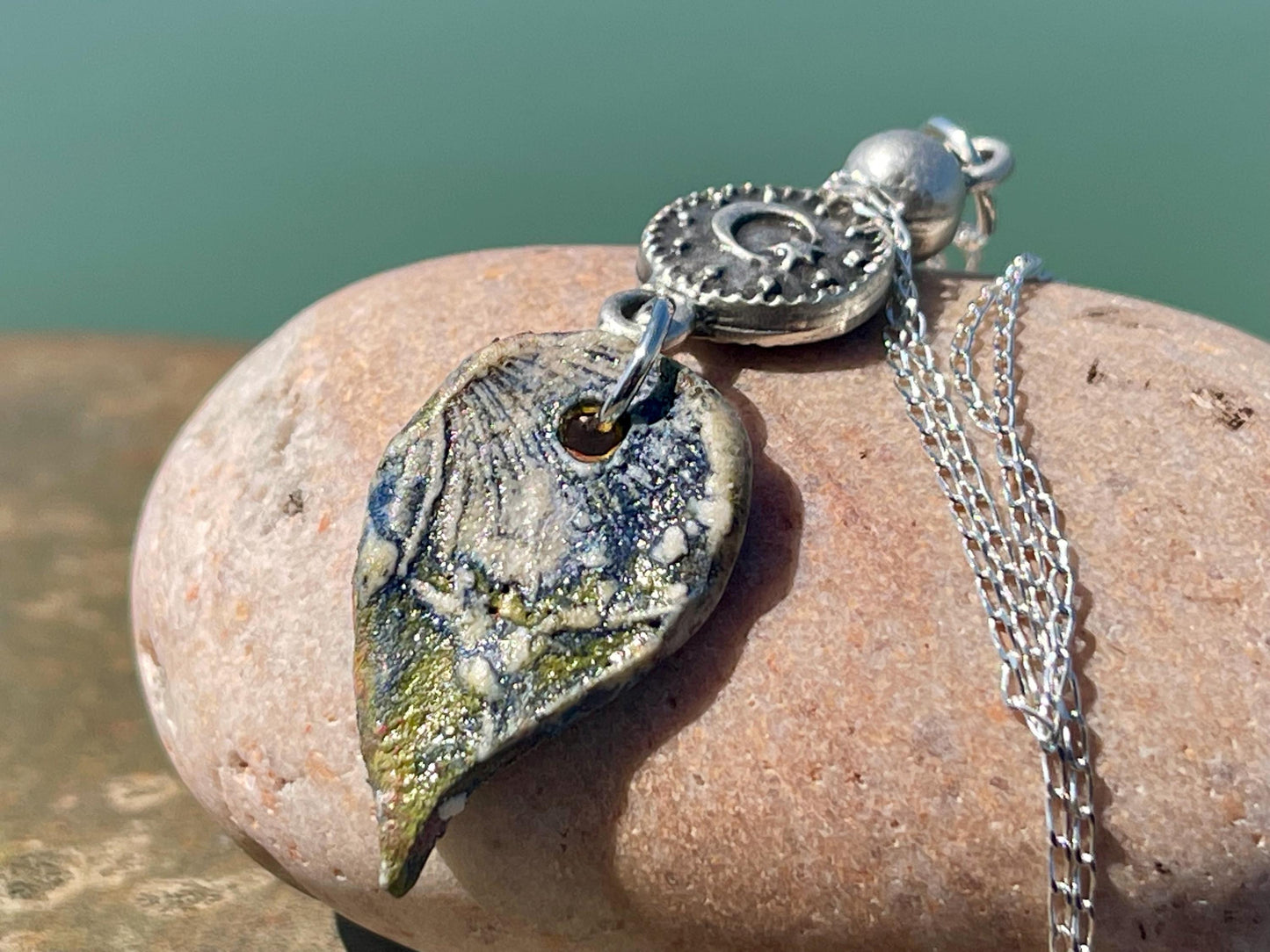 Handcrafted Boho Blue Butterfly Necklace - Unique Ethical Ceramic Jewelry. Unusual blue necklace, butterfly necklace, unique pendant