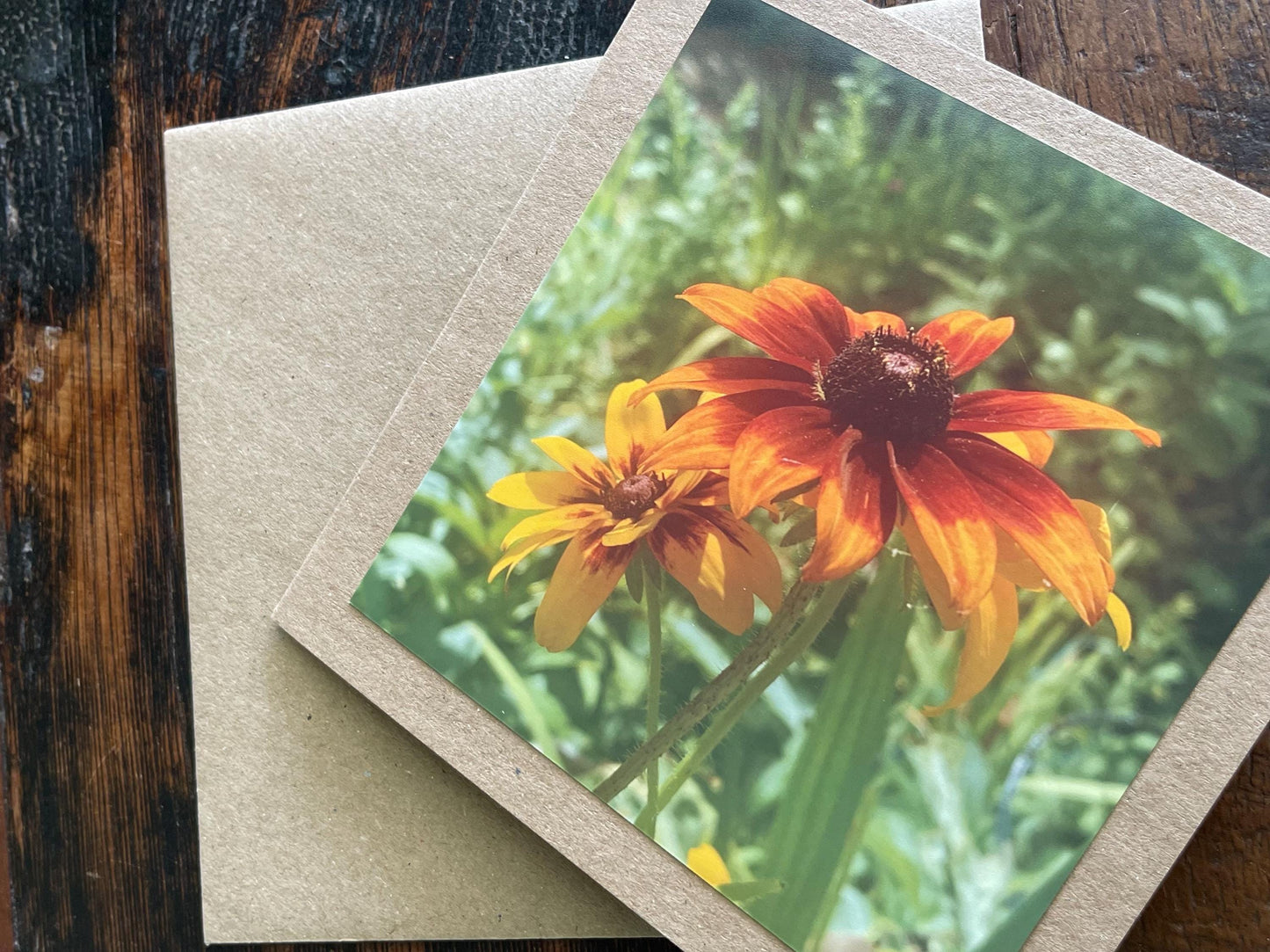 recycled card, eco friendly card, flower card. Birthday card, handmade card, thank you card, pink card, boho card for gardener, eco cards