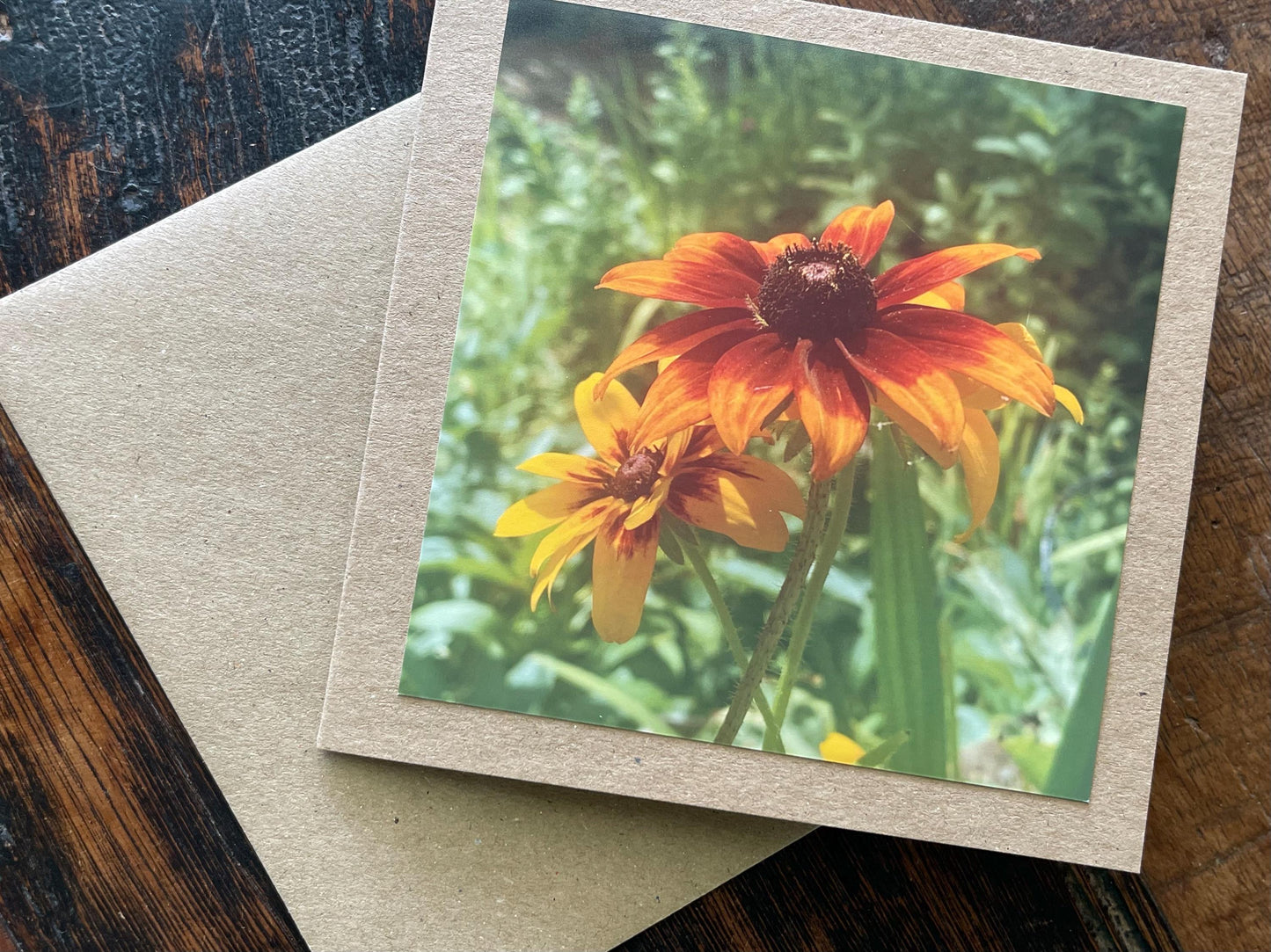 recycled card, eco friendly card, flower card. Birthday card, handmade card, thank you card, pink card, boho card for gardener, eco cards