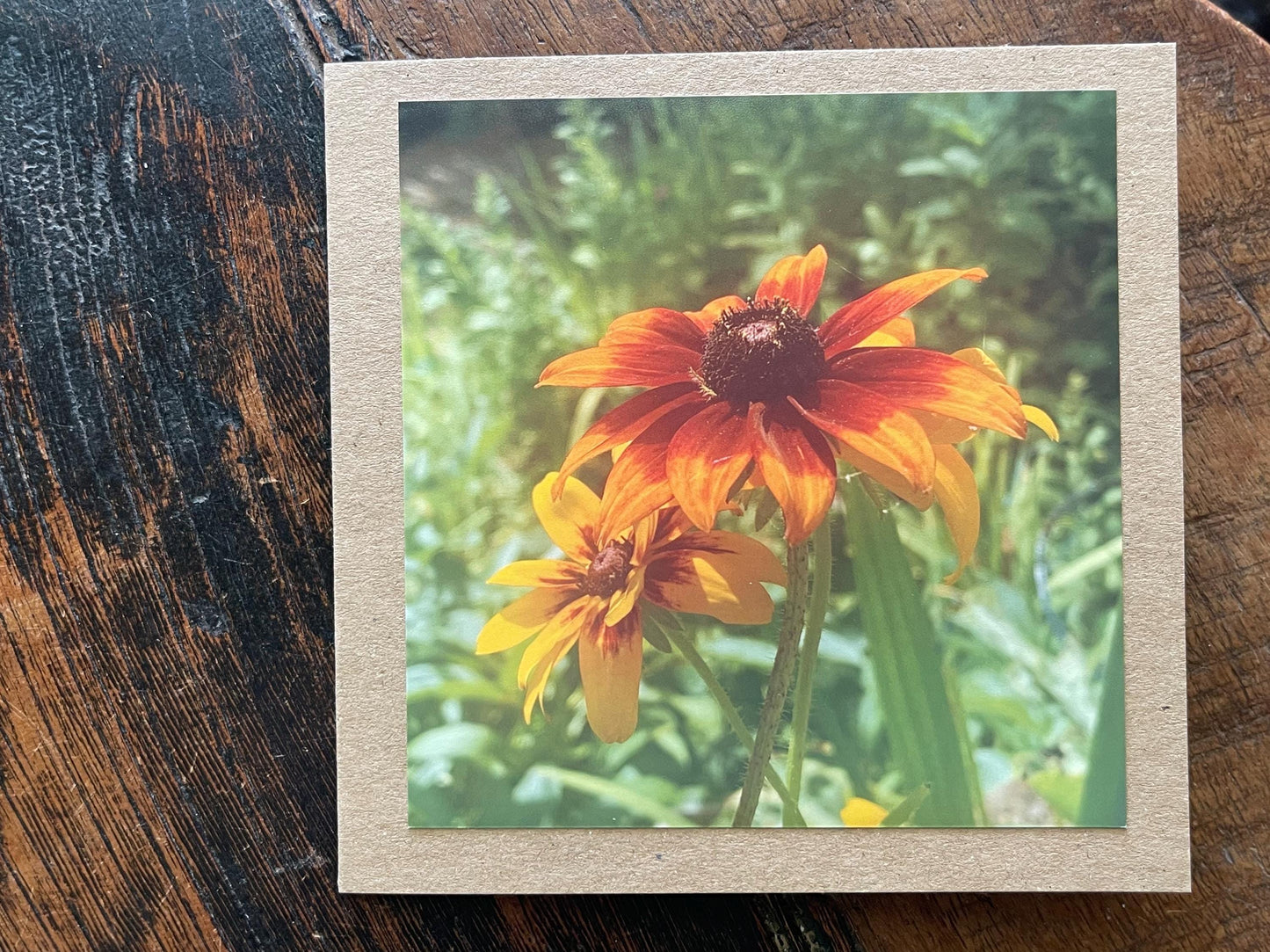 recycled card, eco friendly card, flower card. Birthday card, handmade card, thank you card, pink card, boho card for gardener, eco cards