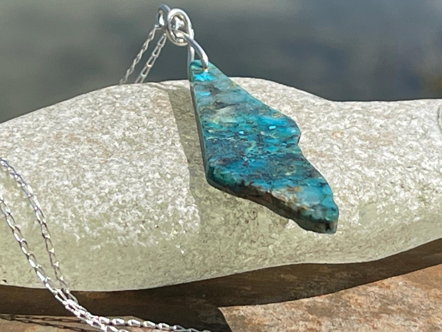 Chrysocolla Malachite necklace, ethical jewellery, bohemian necklace, unusual jewellery, malachite pendant, blue gemstone necklace