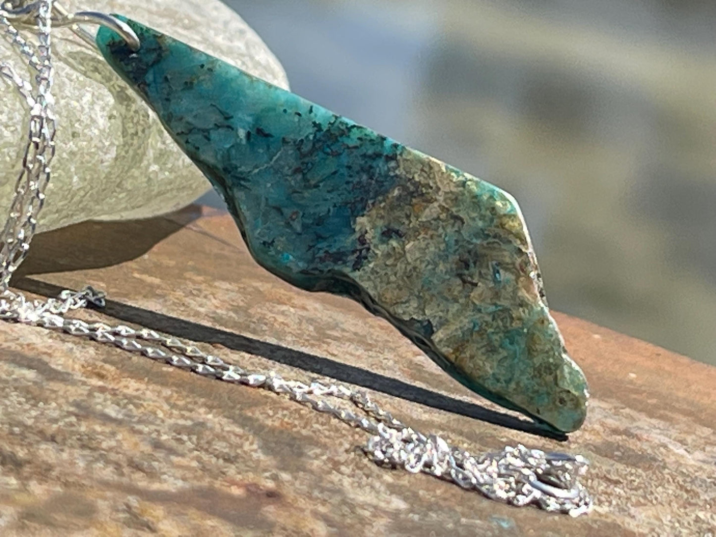 Chrysocolla Malachite necklace, ethical jewellery, bohemian necklace, unusual jewellery, malachite pendant, blue gemstone necklace