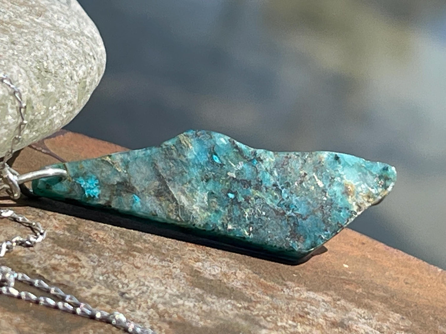 Chrysocolla Malachite necklace, ethical jewellery, bohemian necklace, unusual jewellery, malachite pendant, blue gemstone necklace