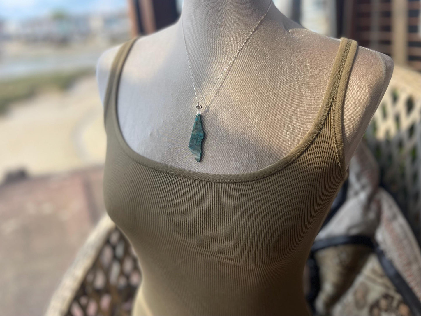 Chrysocolla Malachite necklace, ethical jewellery, bohemian necklace, unusual jewellery, malachite pendant, blue gemstone necklace