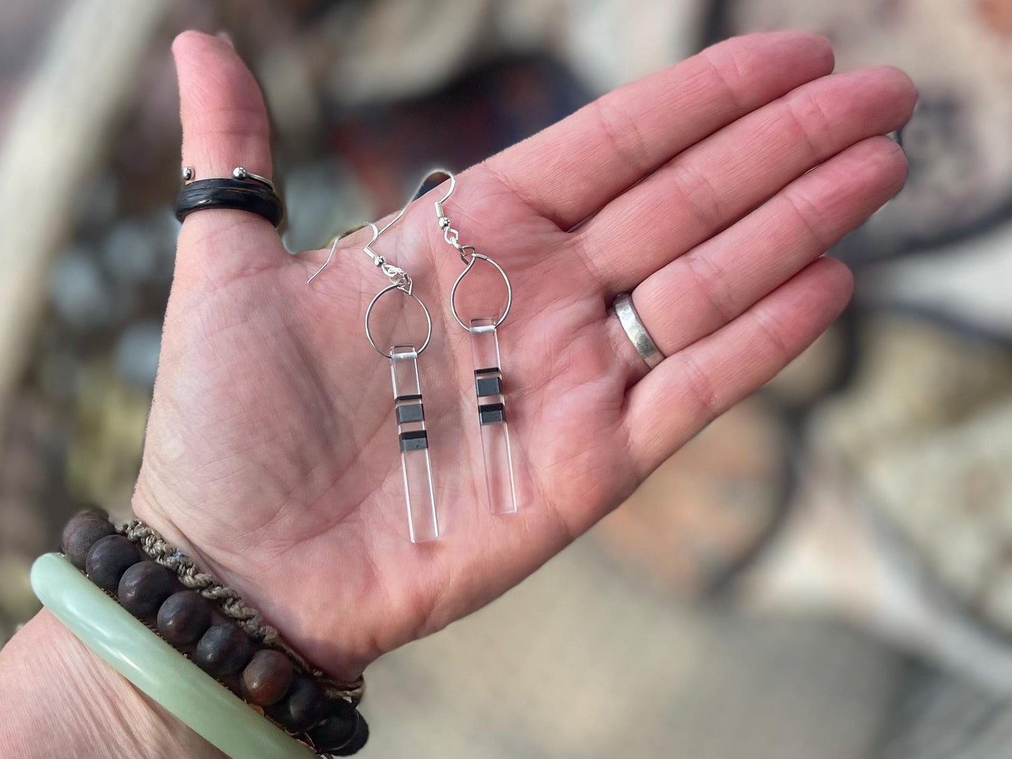 Quartz earrings on recycled sterling silver. Unusual gemstone earrings, quartz jewellery, boho earrings, handmade ethical jewellery