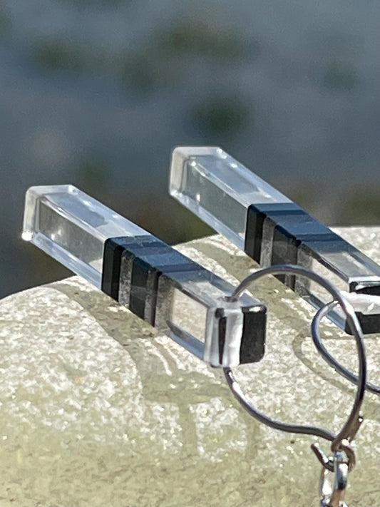 Quartz earrings on recycled sterling silver. Unusual gemstone earrings, quartz jewellery, boho earrings, handmade ethical jewellery