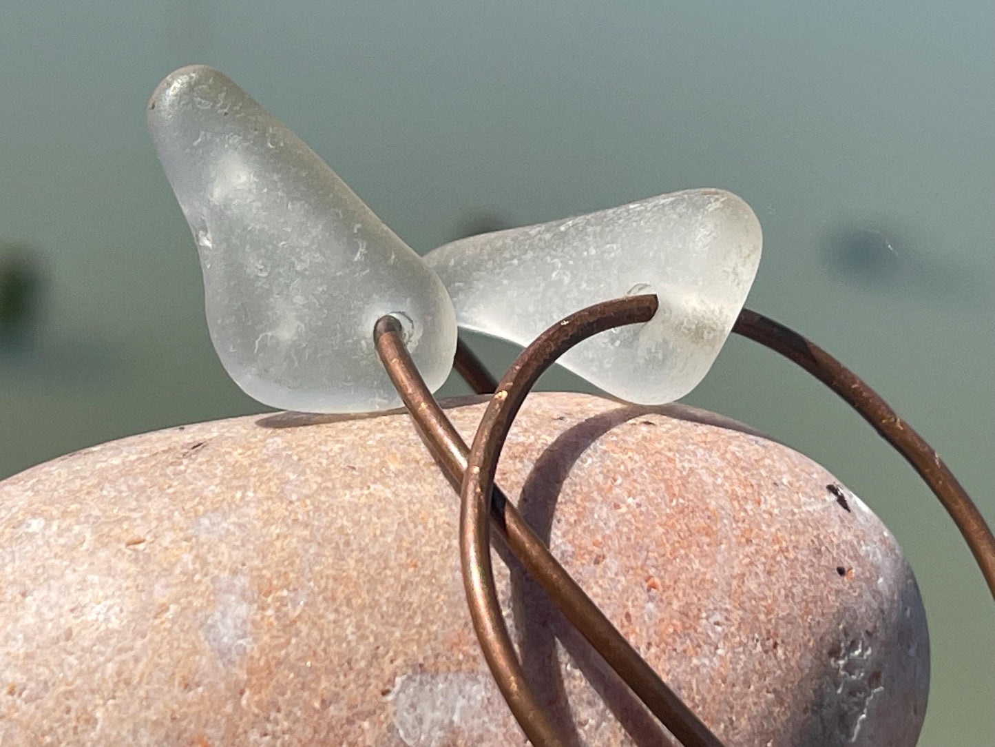 Large hoop earrings. Sustainable jewellery, white sea glass earrings. Handmade earrings, gift for her, eco friendly jewellery, ethical gifts
