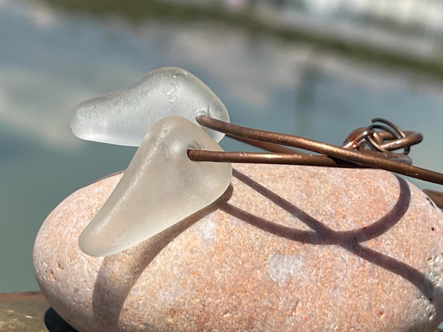 Large hoop earrings. Sustainable jewellery, white sea glass earrings. Handmade earrings, gift for her, eco friendly jewellery, ethical gifts