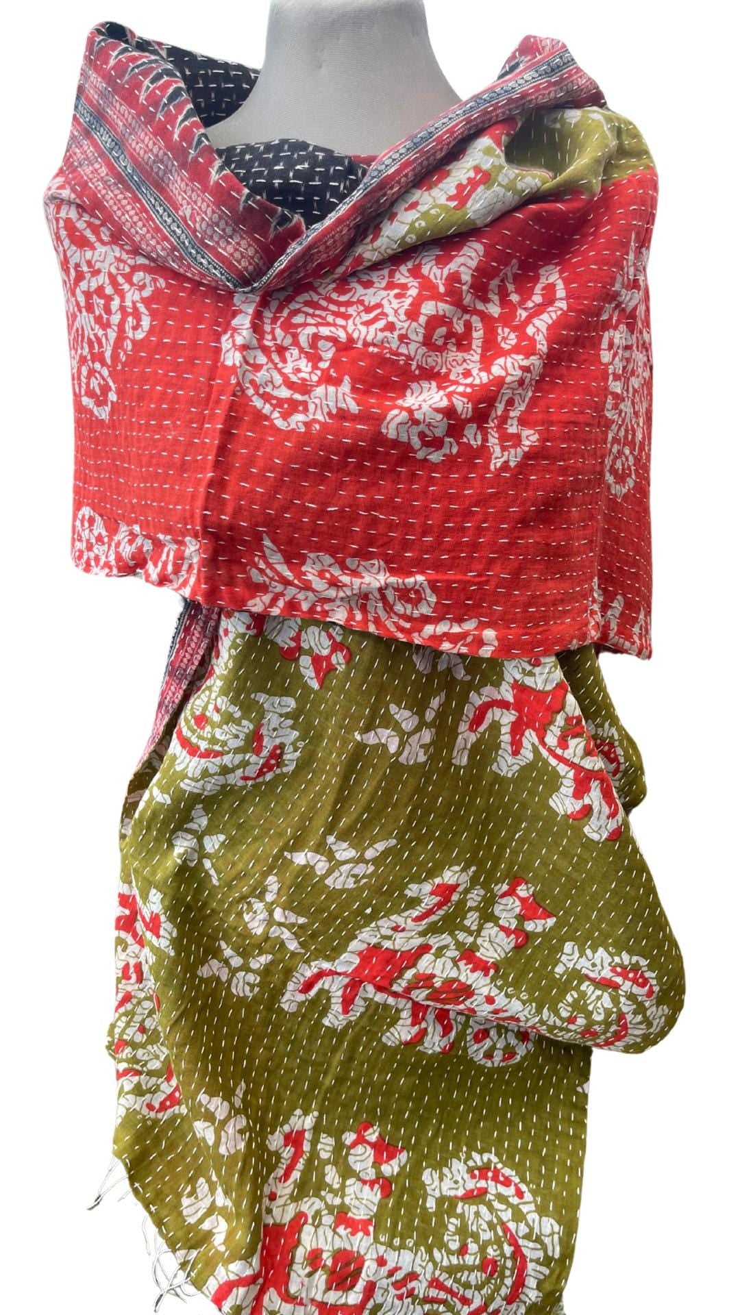 SALE. Boho Cotton Wrap Scarf, Eco-Friendly Handmade Shawl Gift for Her