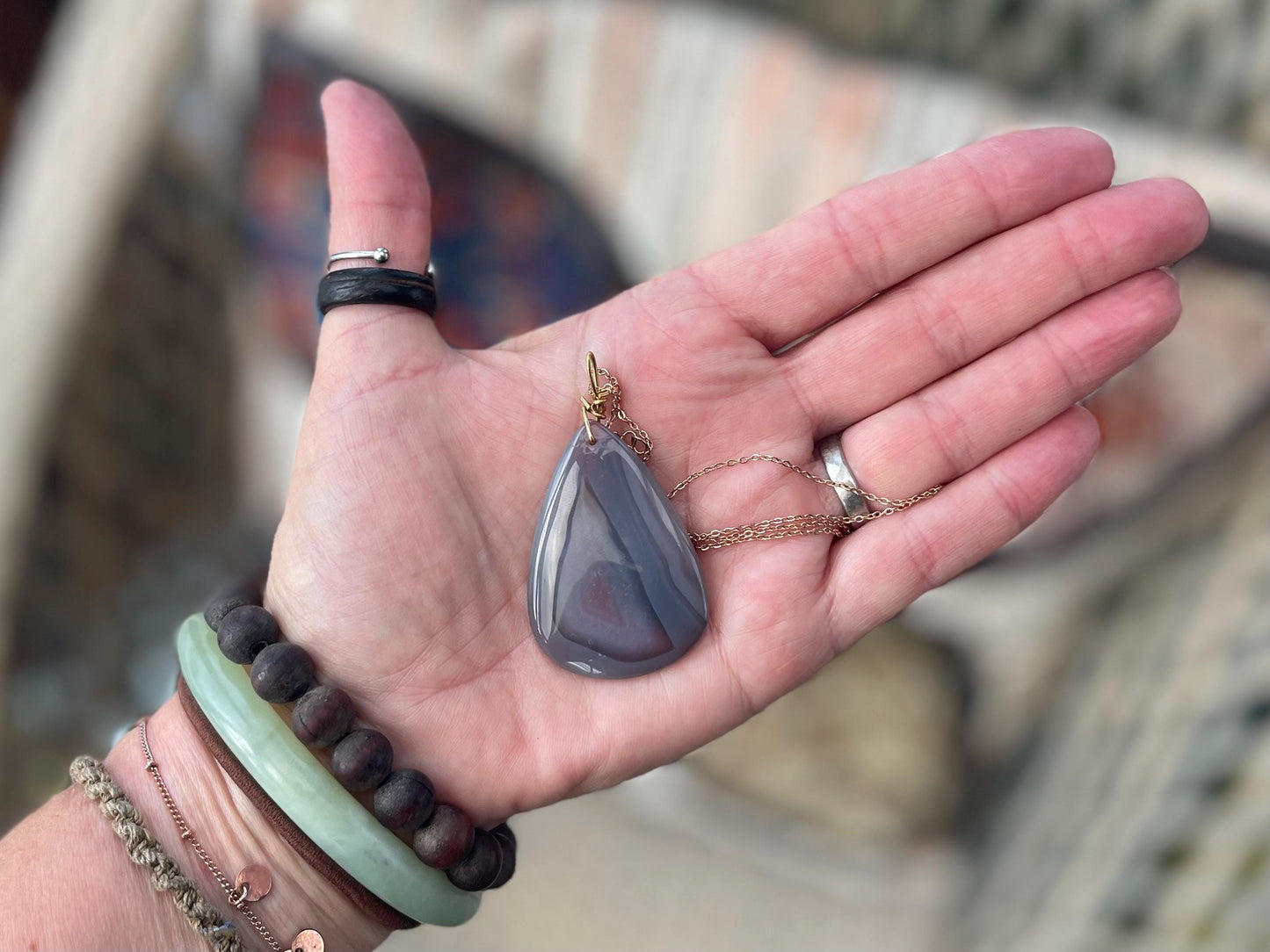 Botswana agate, pink gemstone necklace, unusual jewellery, gift for him, gift for her, handmade necklace, ethical jewellery, boho necklace