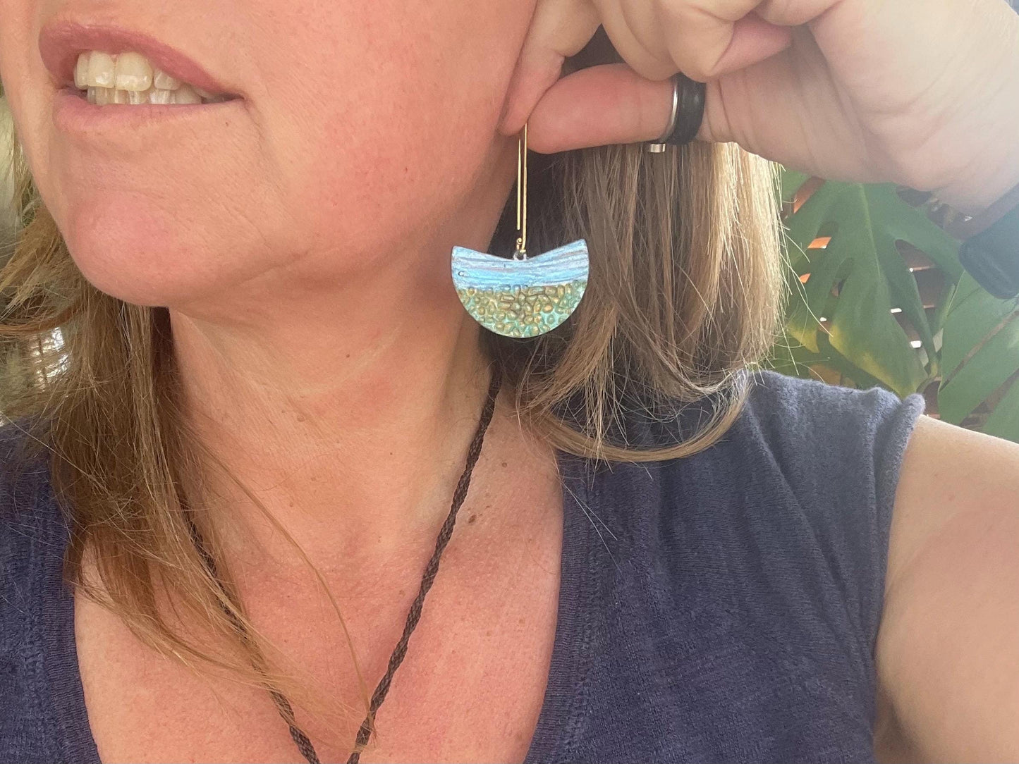 Handmade funky earrings. Large blue earrings, unusual earrings, unusual gift for her, statement earrings, unique blue jewellery