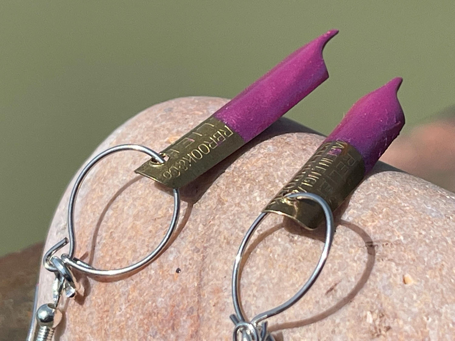 Pen nib earrings. Gift for a writer. Gift for a poet. Gift for book lover. Unique unusual earrings made from recycled materials. Eco gifts.