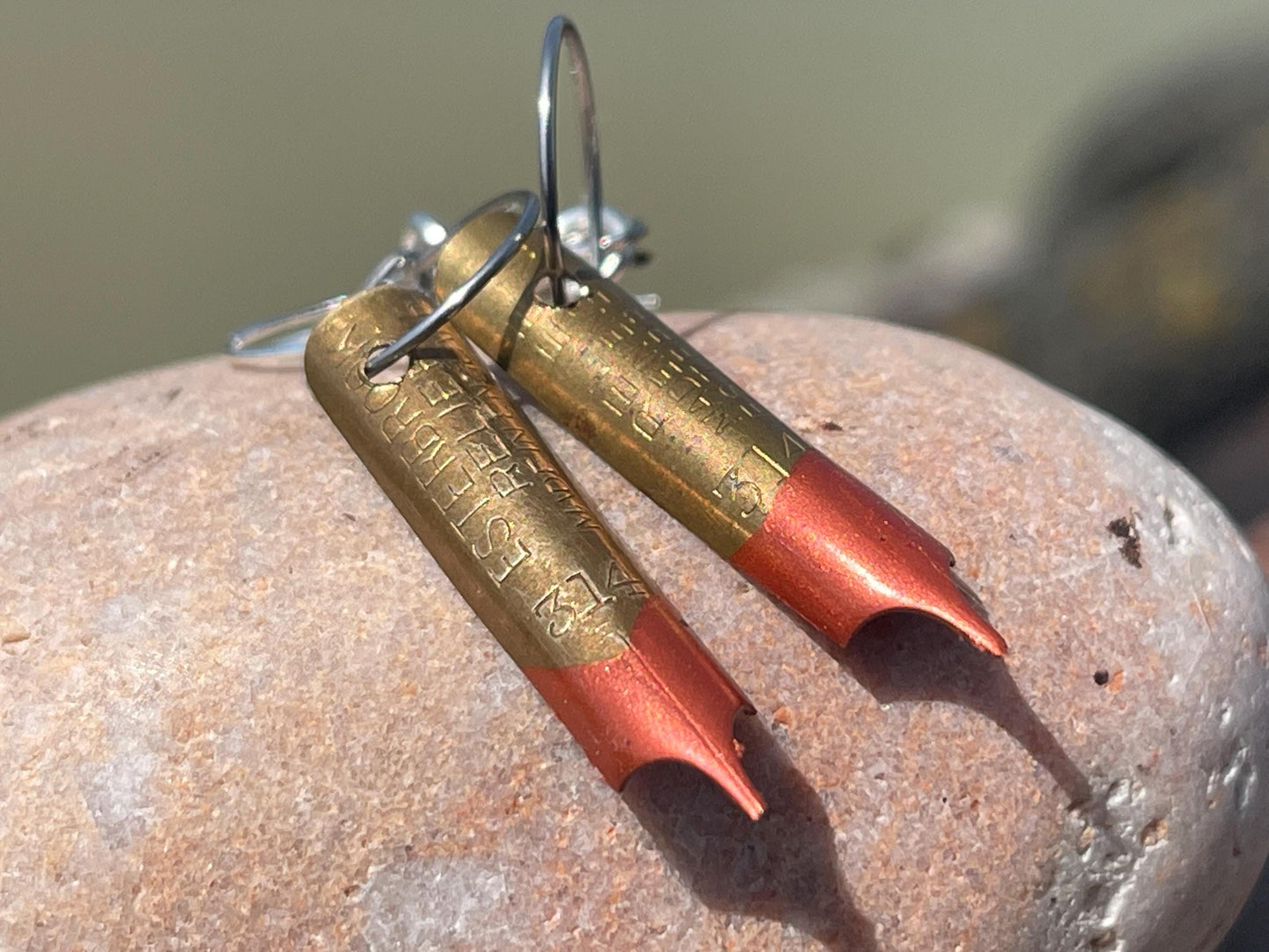 Pen nib earrings. Gift for a writer. Gift for a poet. Gift for book lover. Recycled jewellerys eco friendly jewellery. Ethical jewellery.