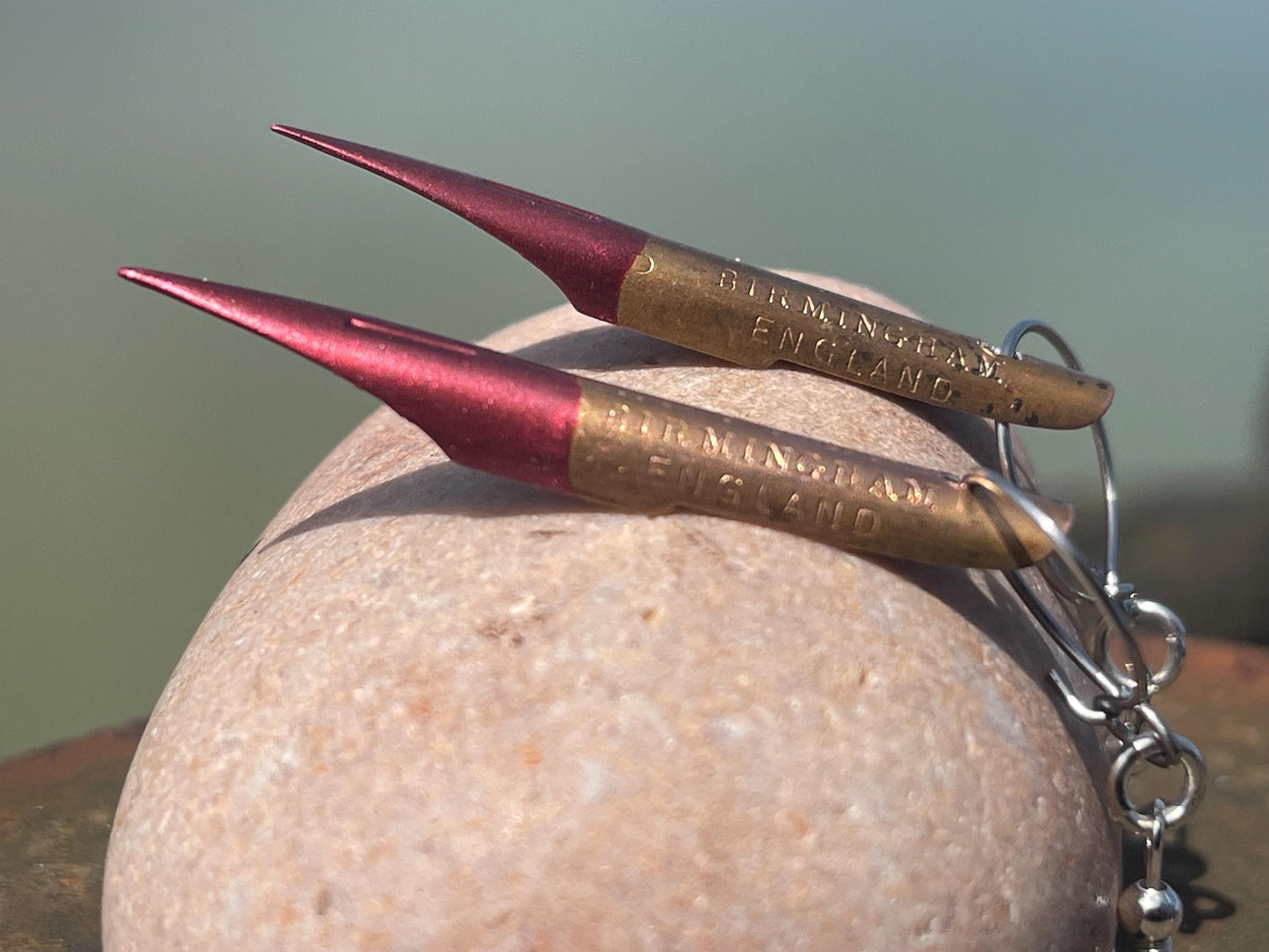 Pen nib earrings. Gift for a writer. Gift for a poet. Gift for book lover. Recycled jewellery. Eco friendly jewellery. Ethical jewellery.