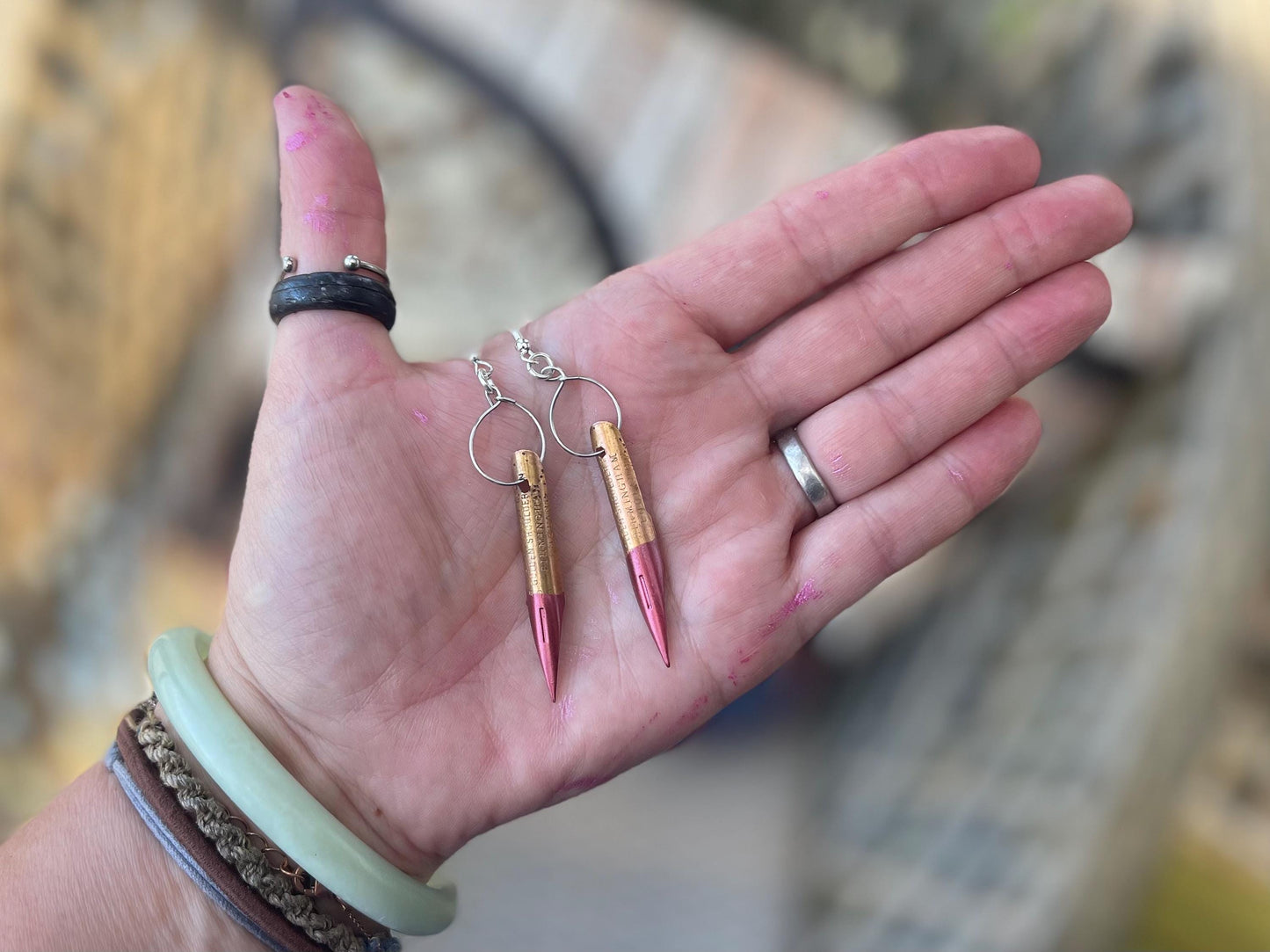 Pen nib earrings. Gift for a writer. Gift for a poet. Gift for book lover. Recycled jewellery. Eco friendly jewellery. Ethical jewellery.