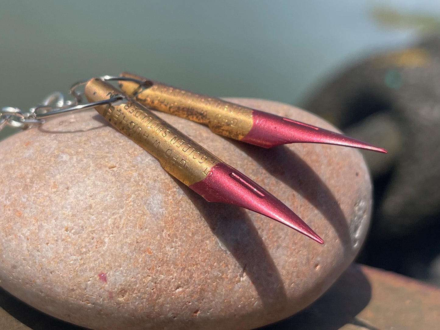 Pen nib earrings. Gift for a writer. Gift for a poet. Gift for book lover. Recycled jewellery. Eco friendly jewellery. Ethical jewellery.