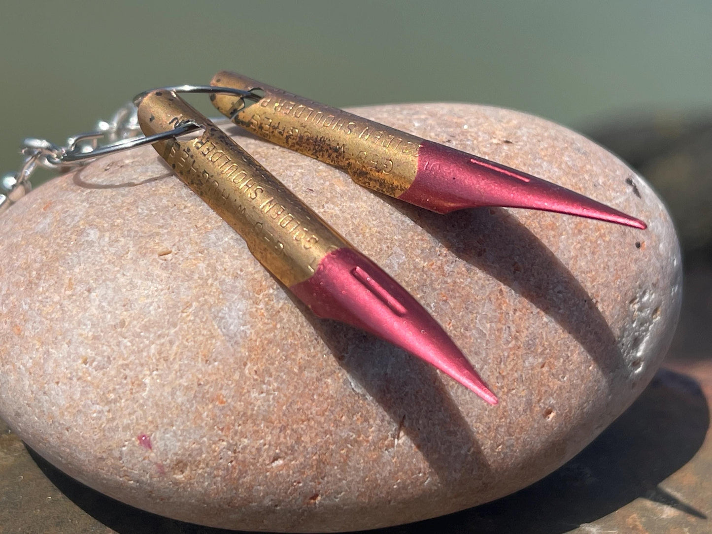 Pen nib earrings. Gift for a writer. Gift for a poet. Gift for book lover. Recycled jewellery. Eco friendly jewellery. Ethical jewellery.