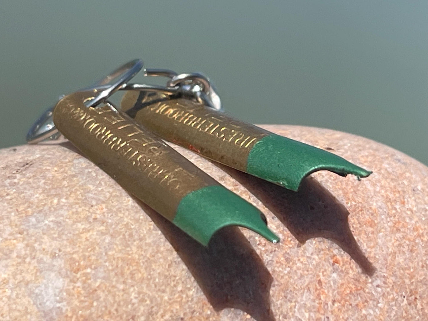 Pen nib earrings. Gift for a writer. Gift for a poet. Gift for book lover. Recycled jewellery. Eco friendly jewellery. Ethical jewellery.