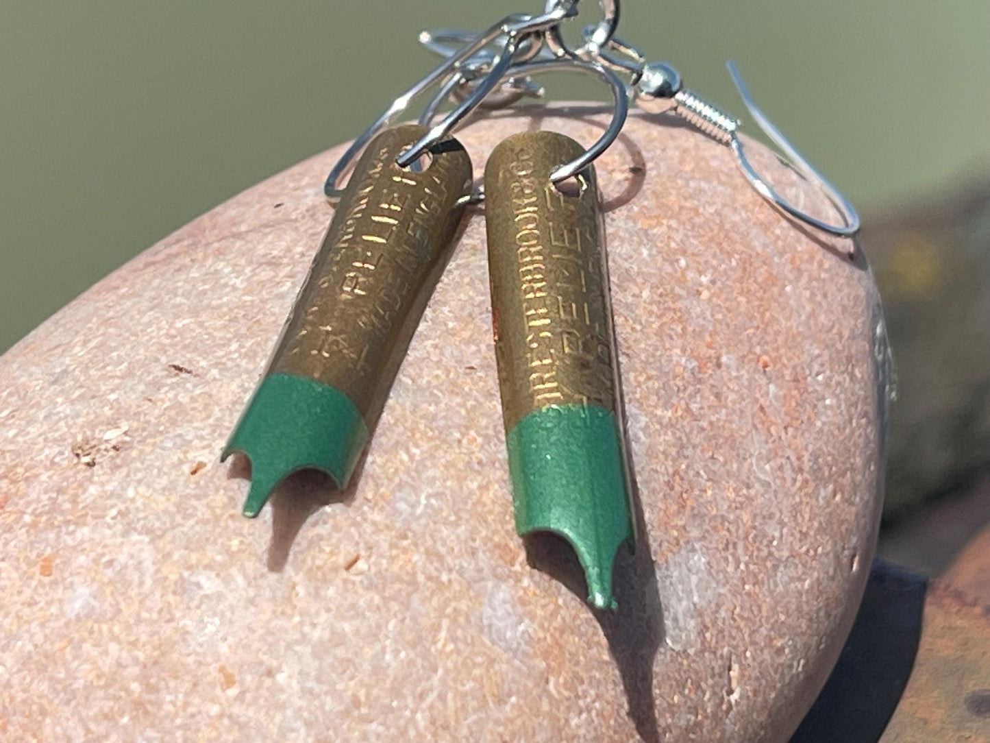 Pen nib earrings. Gift for a writer. Gift for a poet. Gift for book lover. Recycled jewellery. Eco friendly jewellery. Ethical jewellery.