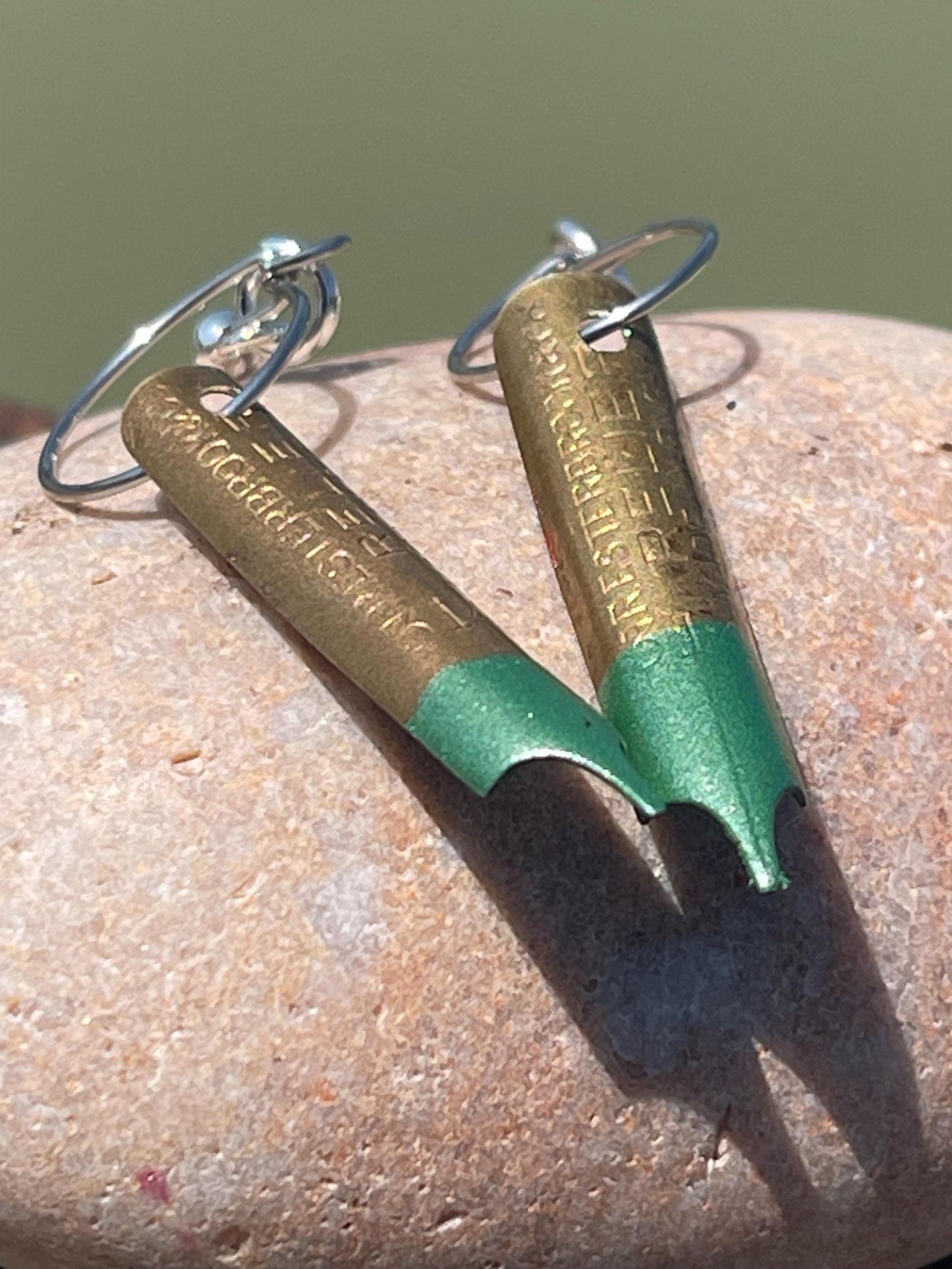 Pen nib earrings. Gift for a writer. Gift for a poet. Gift for book lover. Recycled jewellery. Eco friendly jewellery. Ethical jewellery.