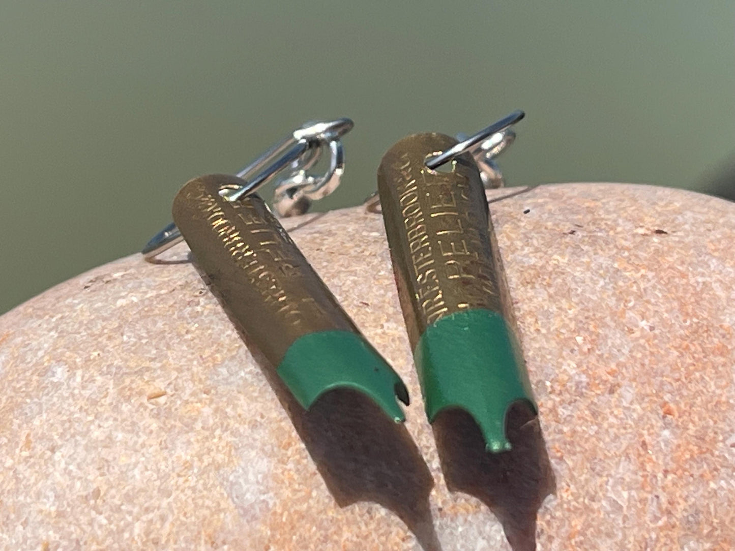 Pen nib earrings. Gift for a writer. Gift for a poet. Gift for book lover. Recycled jewellery. Eco friendly jewellery. Ethical jewellery.