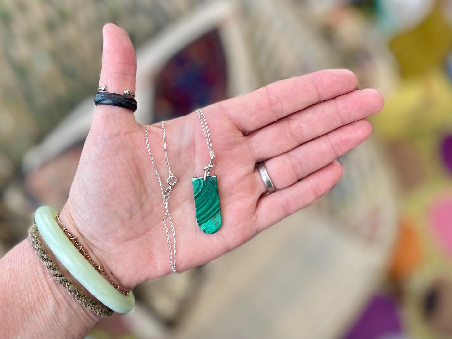 Chrysocolla Malachite necklace, ethical jewellery, bohemian necklace, unusual jewellery, malachite pendant, blue gemstone necklace