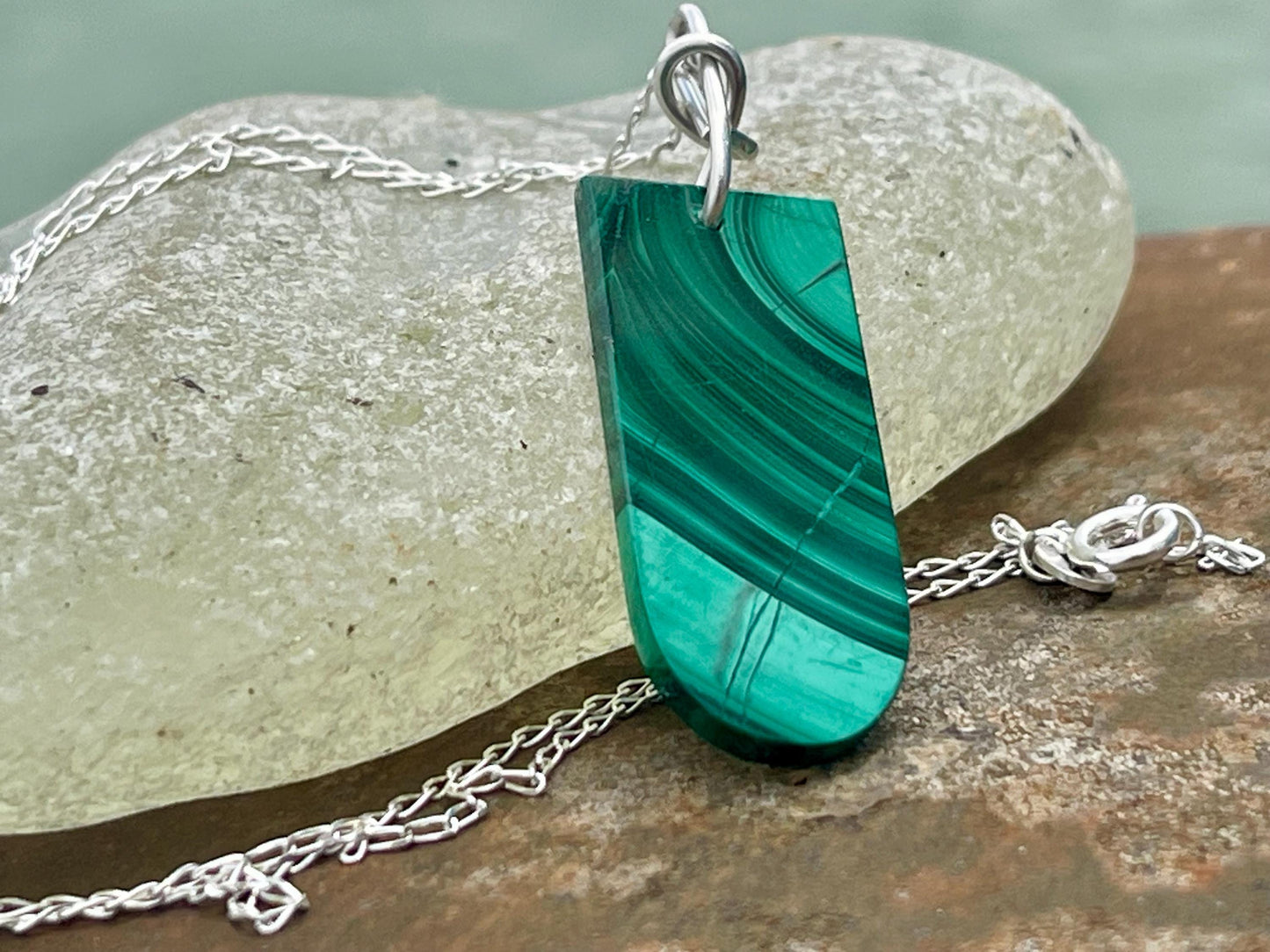 Chrysocolla Malachite necklace, ethical jewellery, bohemian necklace, unusual jewellery, malachite pendant, blue gemstone necklace