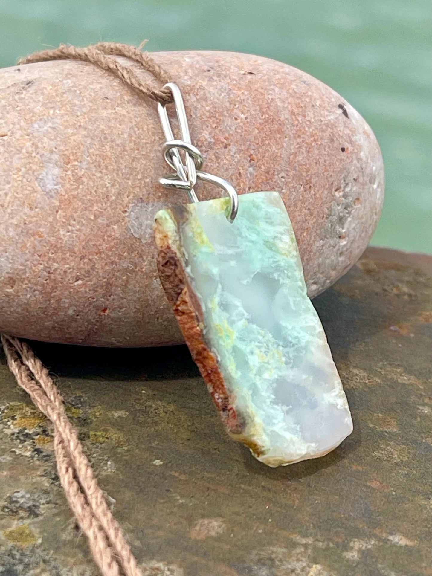 Chrysocolla gemstone necklace on recycled sterling silver. Ethical jewellery, green gemstone. Stunning unique jewellery. Unique gifts