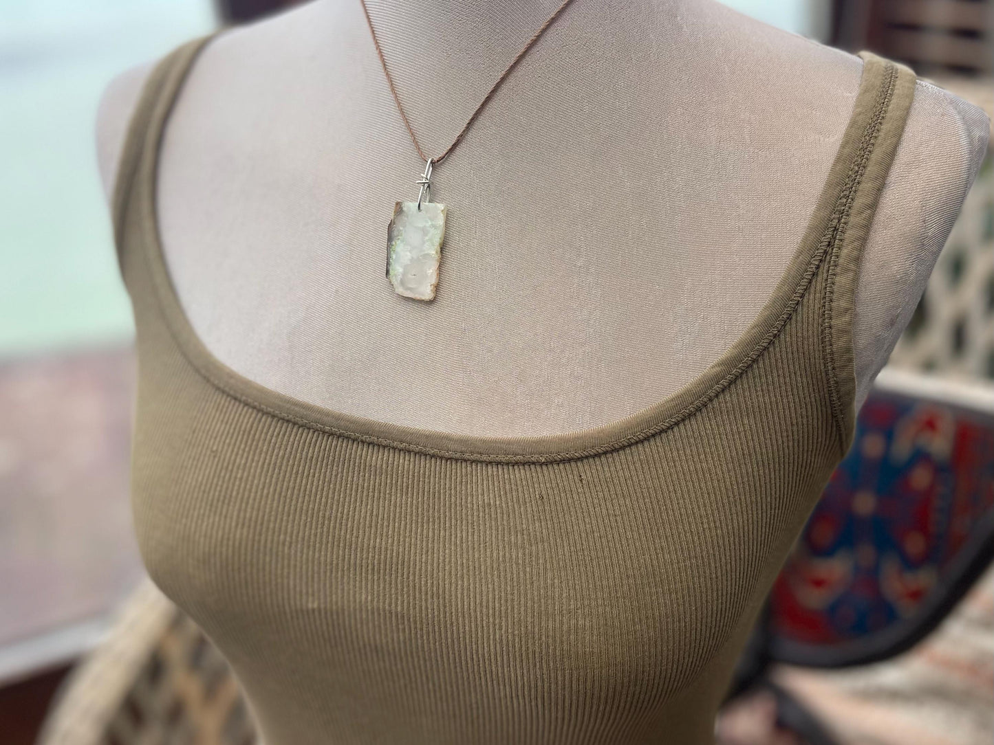 Chrysocolla gemstone necklace on recycled sterling silver. Ethical jewellery, green gemstone. Stunning unique jewellery. Unique gifts