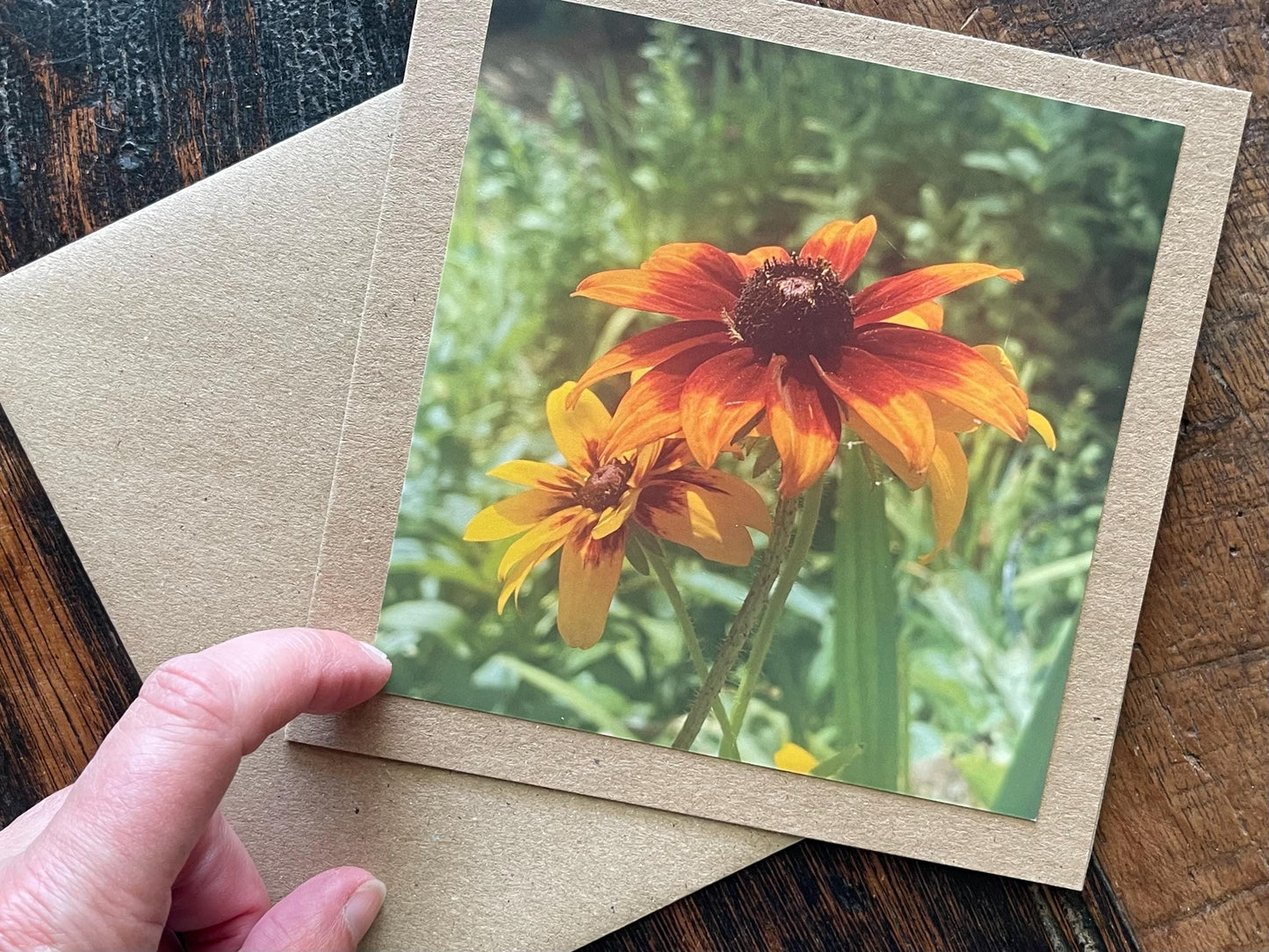 recycled card, eco friendly card, flower card. Birthday card, handmade card, thank you card, pink card, boho card for gardener, eco cards