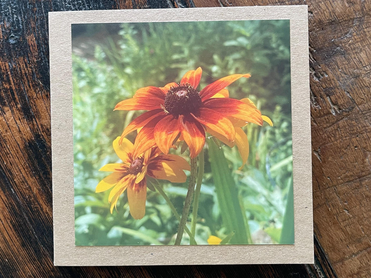 recycled card, eco friendly card, flower card. Birthday card, handmade card, thank you card, pink card, boho card for gardener, eco cards