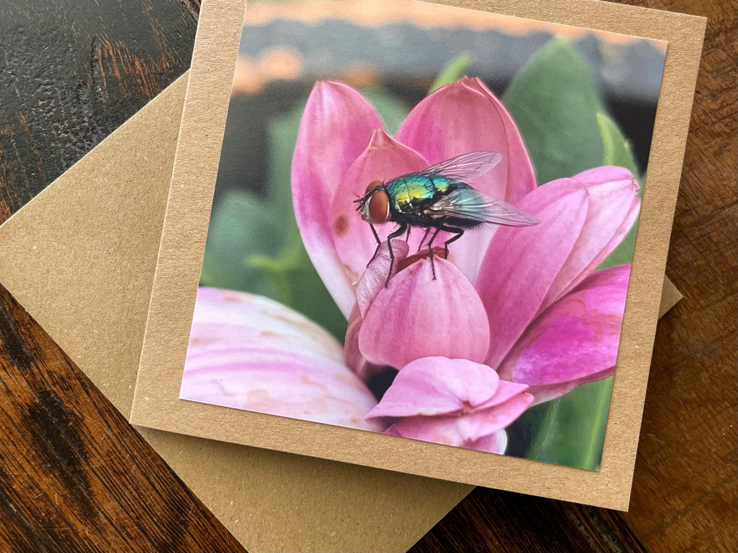 recycled card, eco friendly card, flower card. Birthday card, handmade card, thank you card, pink card, boho card for gardener, eco cards