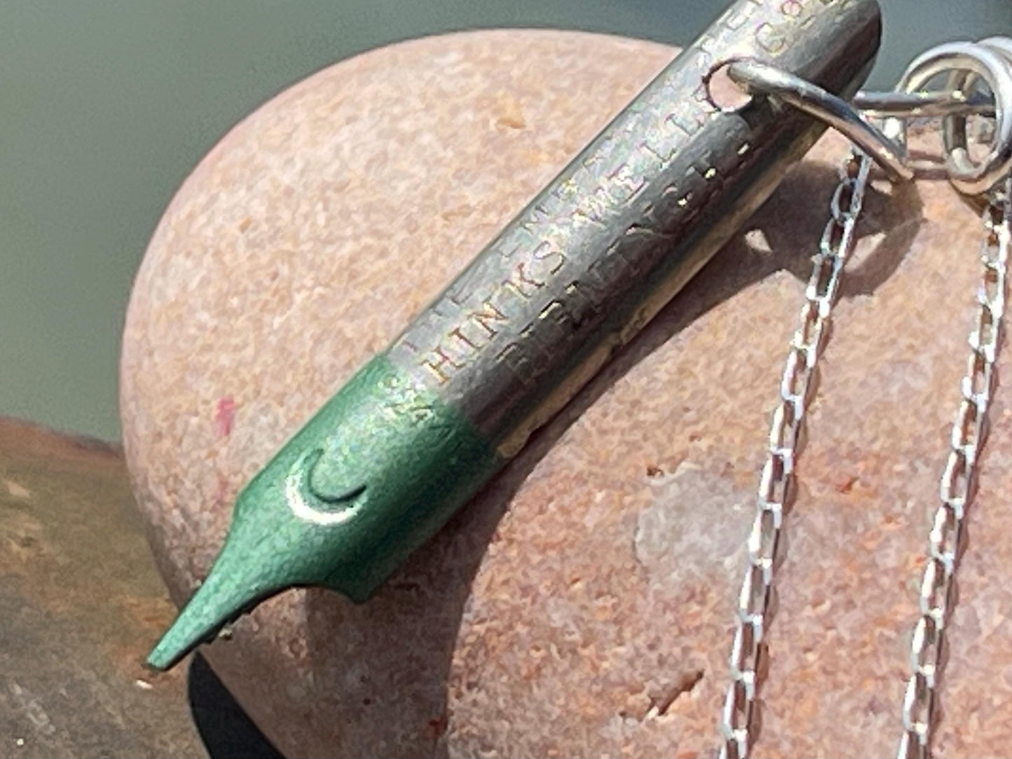 Pen nib necklace. Gift for a writer. Gift for a poet. Gift for book lover. Eco friendly jewellery. Ethical handmade jewellery. Teachers gift