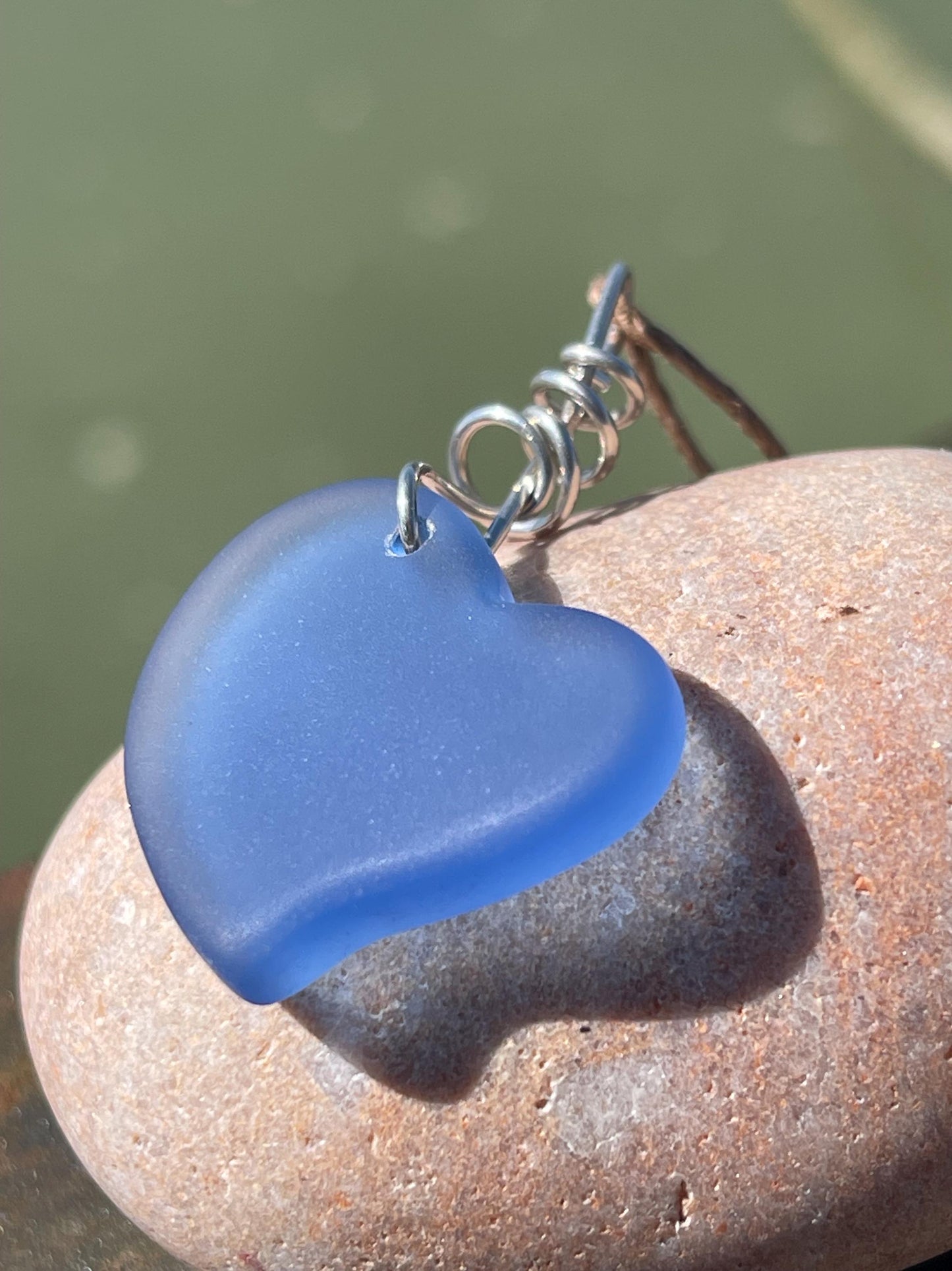 Sea glass heart necklace. Recycled necklace, gift for him. Ethical jewellery. Sea glass pendant. Eco friendly necklace, boho surf jewellery