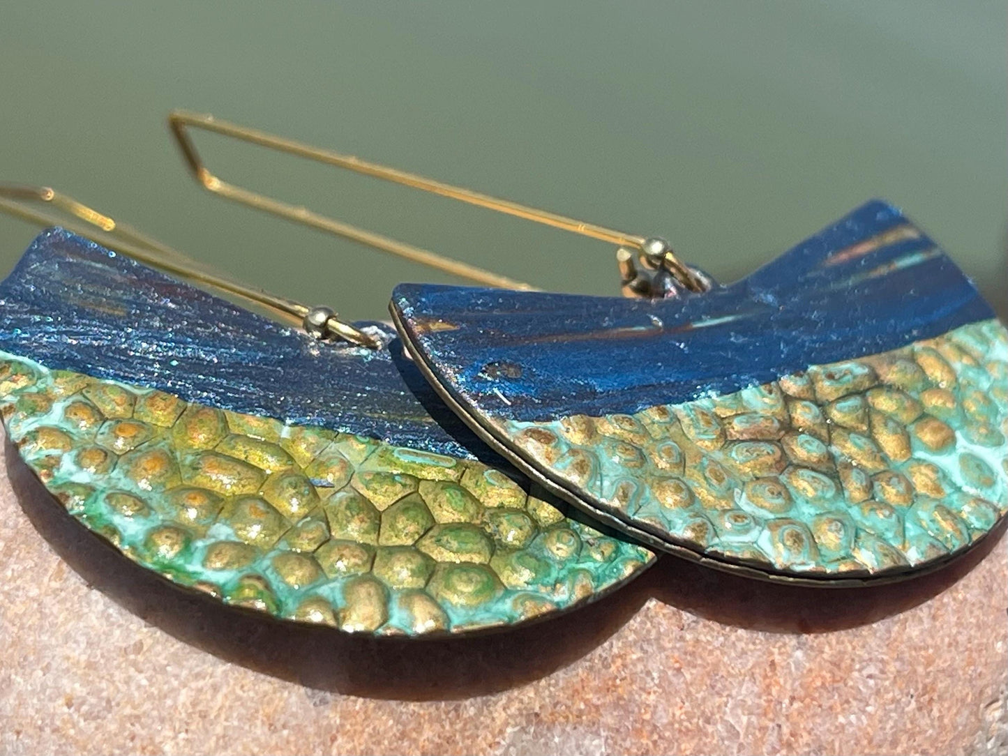 Handmade funky earrings. Large blue earrings, unusual earrings, unusual gift for her, statement earrings, unique blue jewellery