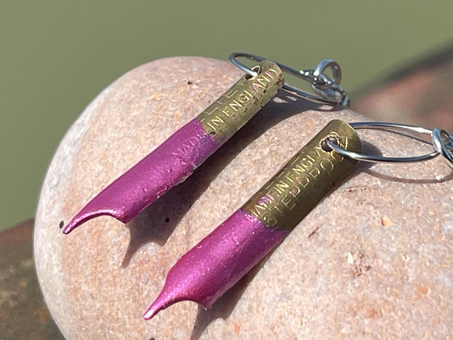 Pen nib earrings. Gift for a writer. Gift for a poet. Gift for book lover. Unique unusual earrings made from recycled materials. Eco gifts.