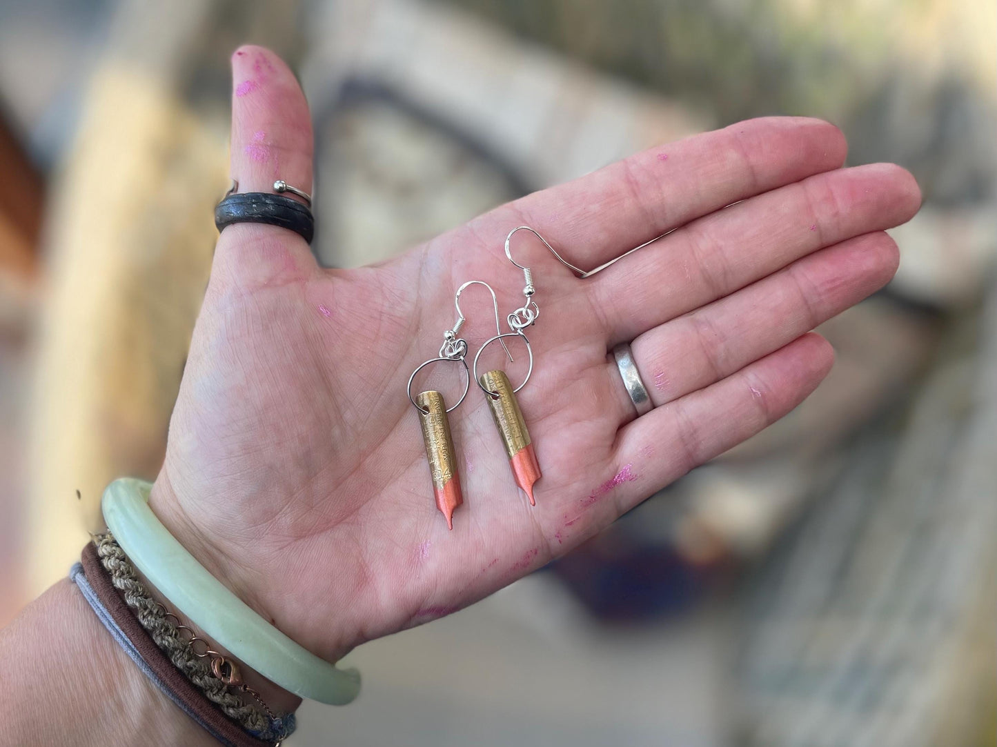 Pen nib earrings. Gift for a writer. Gift for a poet. Gift for book lover. Recycled jewellerys eco friendly jewellery. Ethical jewellery.