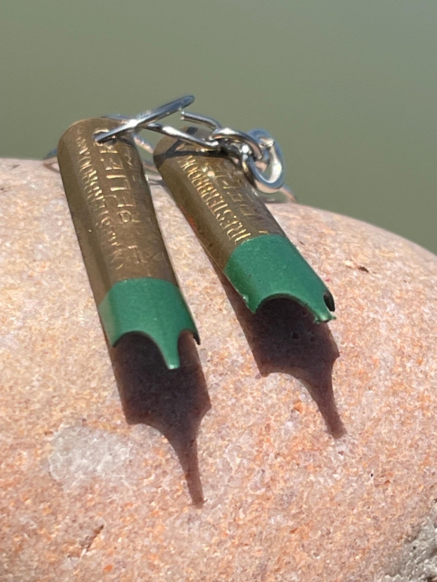 Pen nib earrings. Gift for a writer. Gift for a poet. Gift for book lover. Recycled jewellery. Eco friendly jewellery. Ethical jewellery.