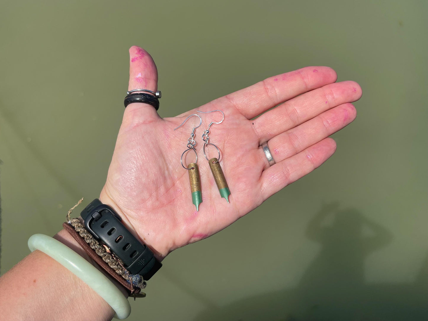 Pen nib earrings. Gift for a writer. Gift for a poet. Gift for book lover. Recycled jewellery. Eco friendly jewellery. Ethical jewellery.