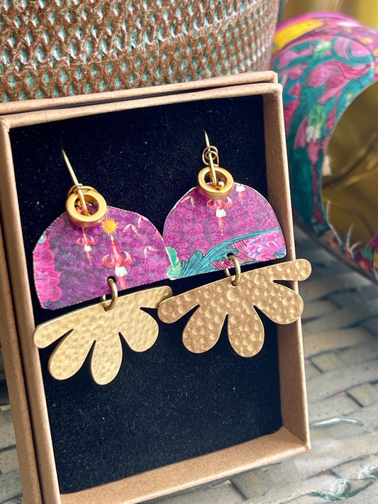 Recycled tin can earrings. Tin can jewellery, fun jewellery, unique earrings, eco friendly jewellery, ethical gift ideas, ethical jewellery.