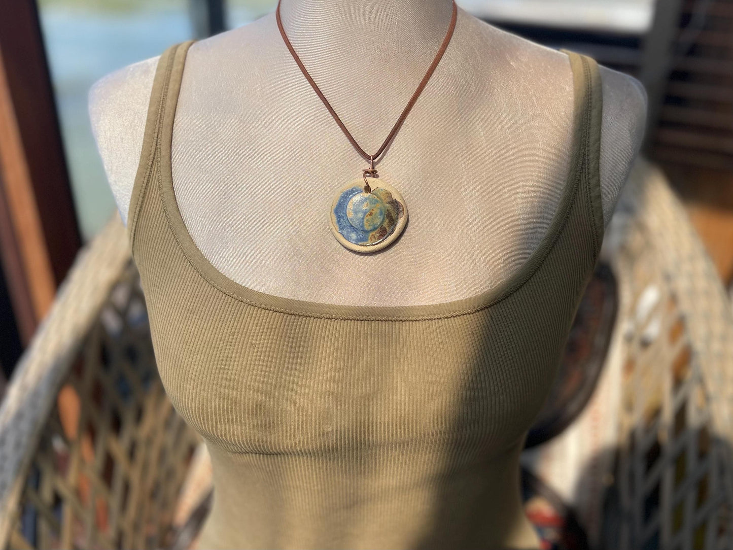 Handmade necklace made from Sussex clay. Ceramic necklace, earthy necklace, eco friendly jewellery, unique necklace, boho unique jewellery